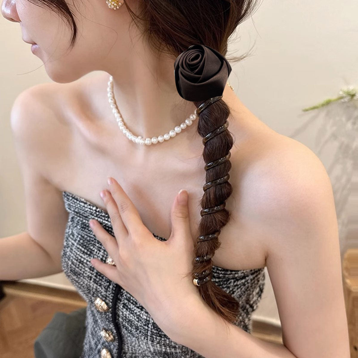 Women's Elegant Simple Style Rose Plastic Hair Tie
