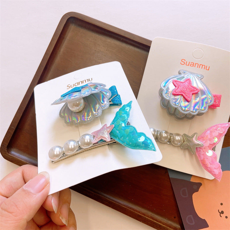 Girl'S Simple Style Classic Style Mermaid Cloth Contrast Collar Hair Clip