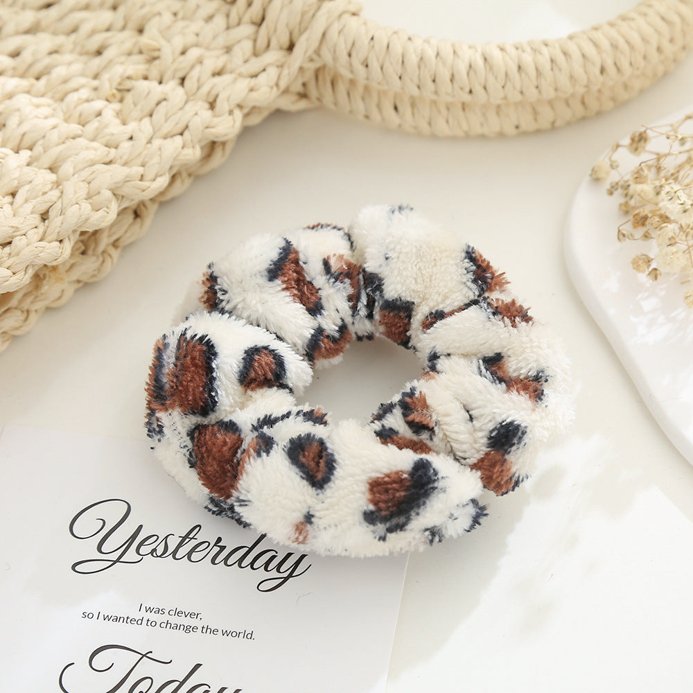 cute sweet color block cloth rib-knit hair tie