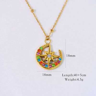 Jewelry Casual Simple Style Streetwear Geometric Titanium Steel Zircon Inlay Pendant Necklace