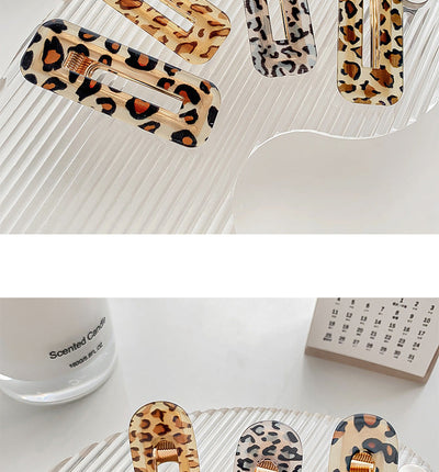 simple style leopard arylic hair clip