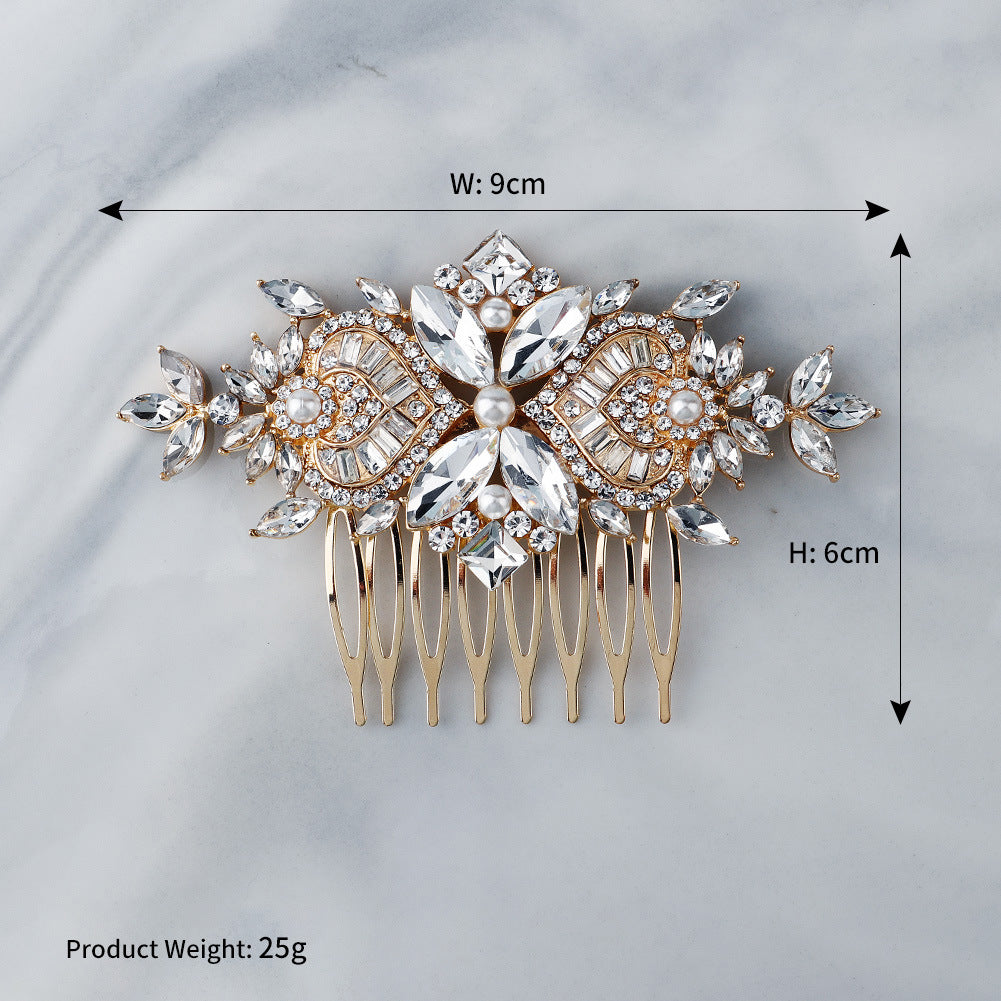pearl rhinestones simple retro style hair comb bridal combing hair accessories