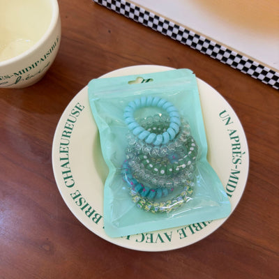 simple style solid color plastic resin knitting hair tie