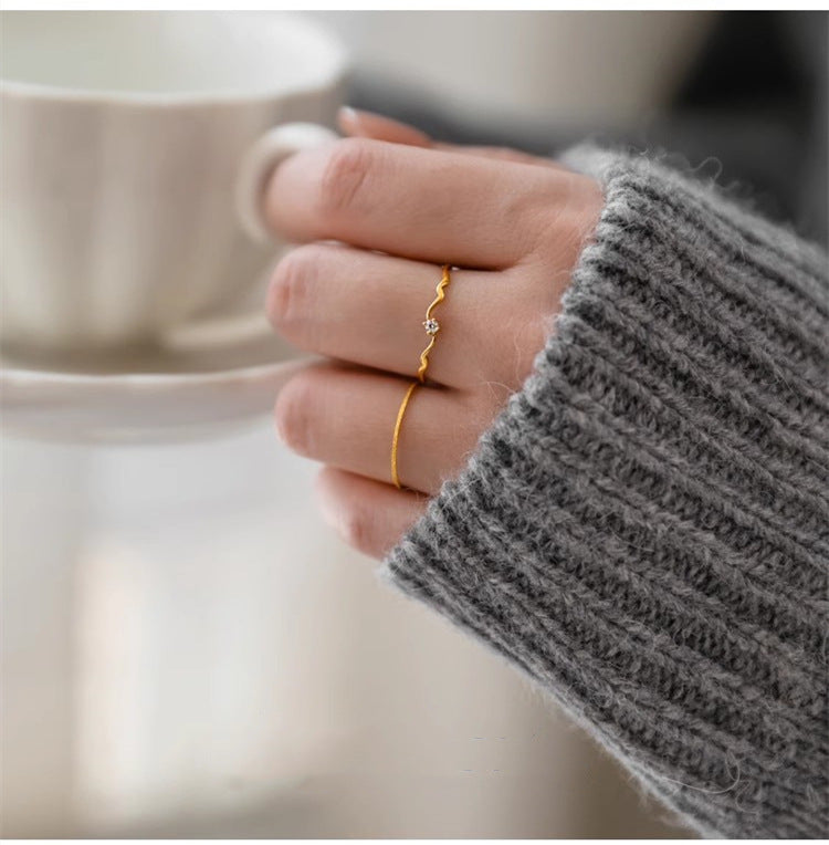 Jewelry Lady Geometric Titanium Steel Zircon Inlay Rings