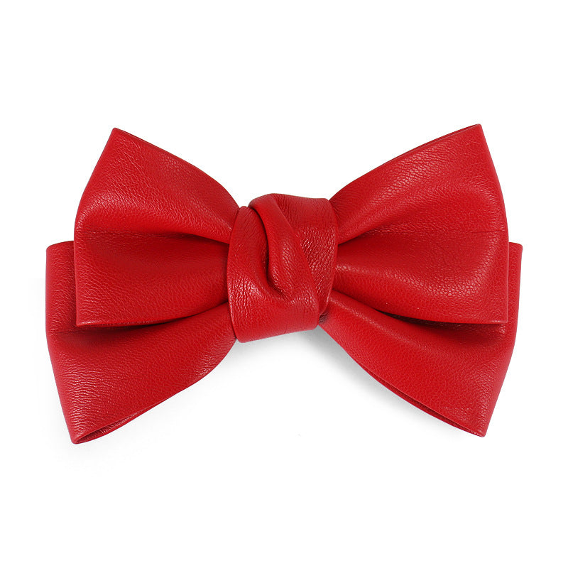 Women's Simple Style Classic Style Bow Knot Pu Leather Hair Clip