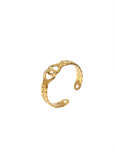 Jewelry Retro Leaf Heart Shape Flower 304 Stainless Steel Plating Open Rings