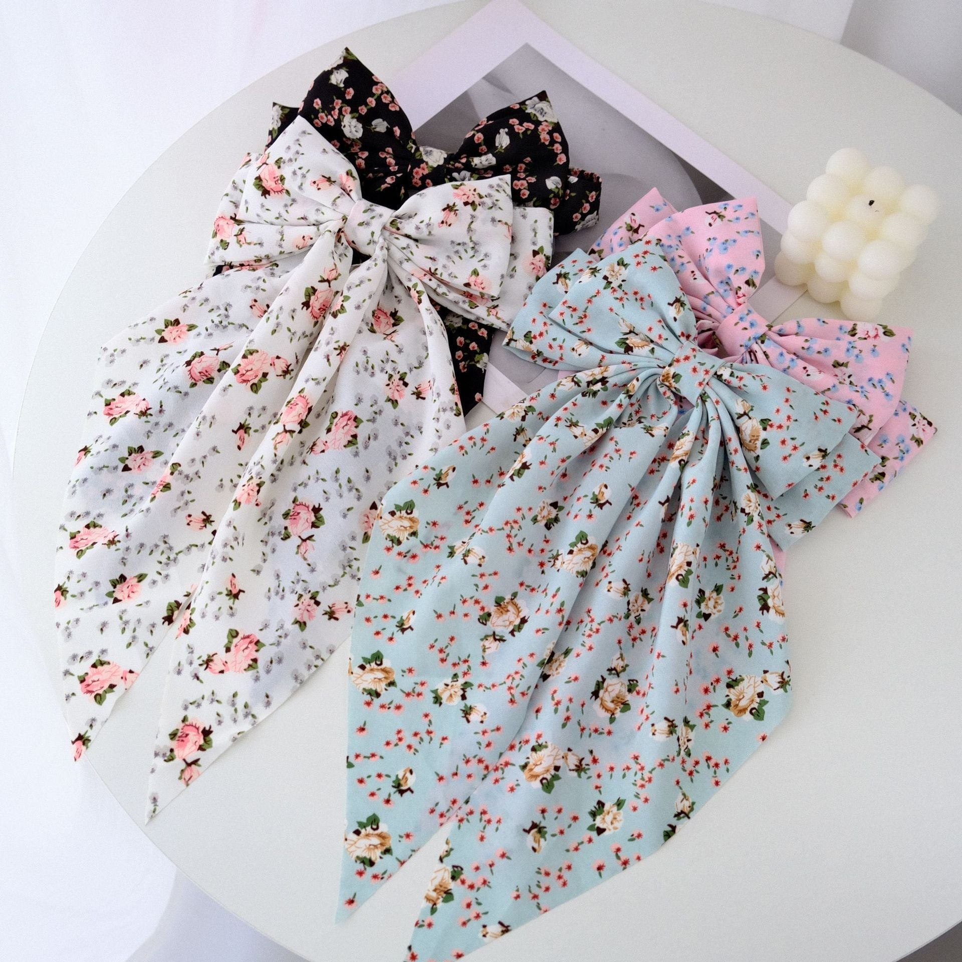 Women's Sweet Pastoral Bow Knot Cloth Floral Hair Claws