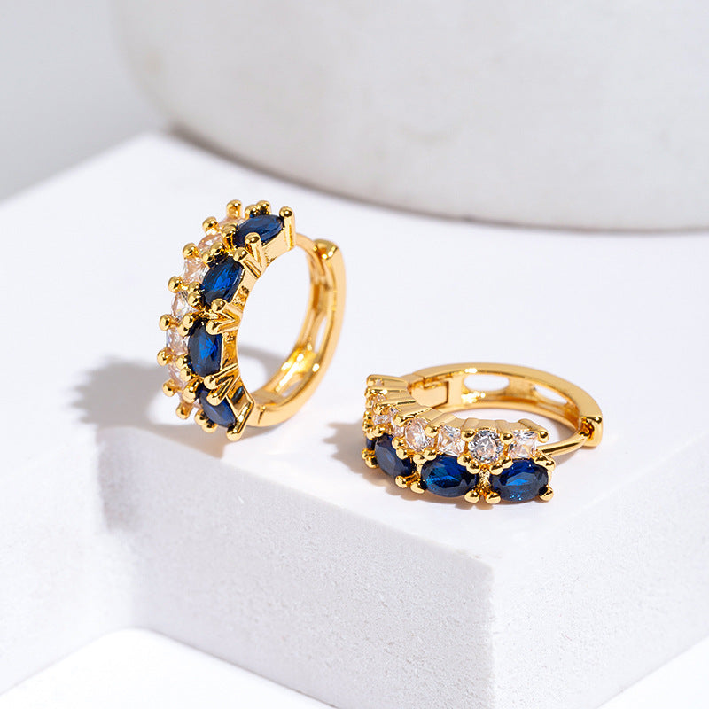 1 Pair Simple Style Geometric Plating Copper Zircon Earrings