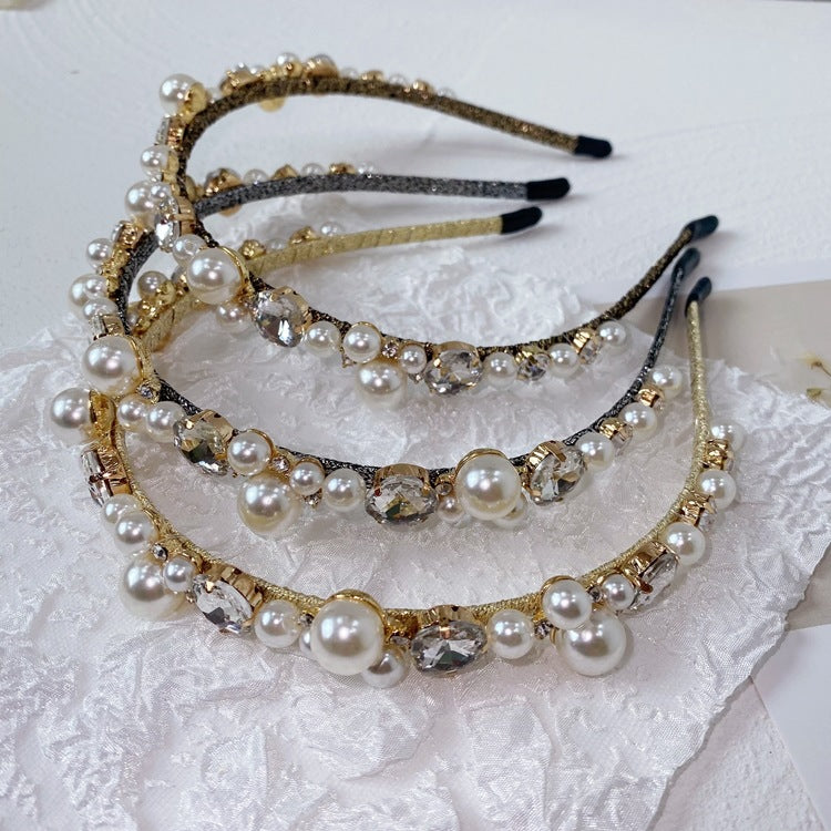 korean pearl wrapped full drill headband