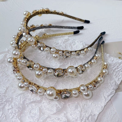 korean pearl wrapped full drill headband