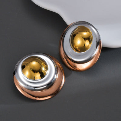 1 Pair Artistic Geometric Waves Plating 304 Stainless Steel Ear Studs