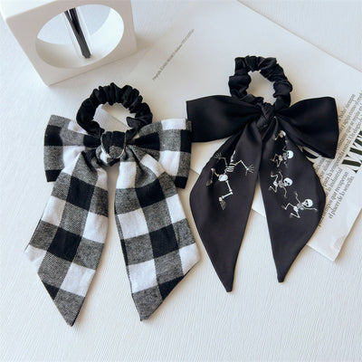 New Bow Long Ponytail Ribbon Large Intestine Hair Ring   Hot Sale Skull Hair Ring Hair Rope