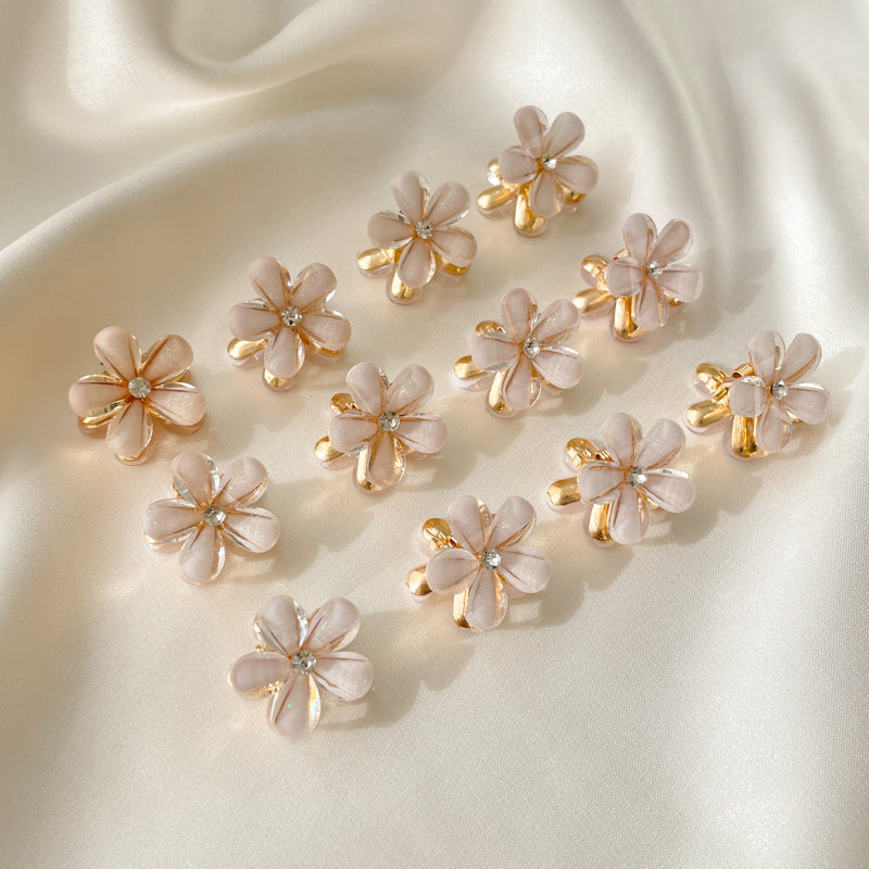 sweet flower imitation pearl alloy resin handmade hair clip