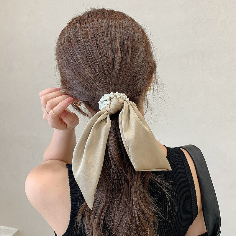 Women's Simple Style Classic Style Solid Color Cloth Baroque Pearls Hair Tie