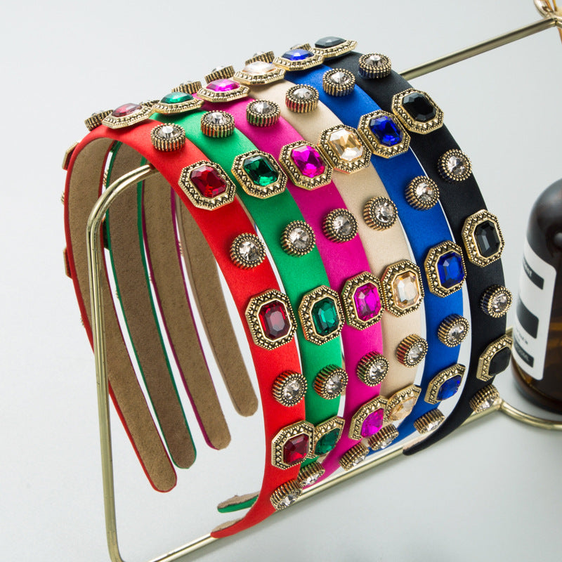 fashion geometric cloth inlay rhinestone hair band