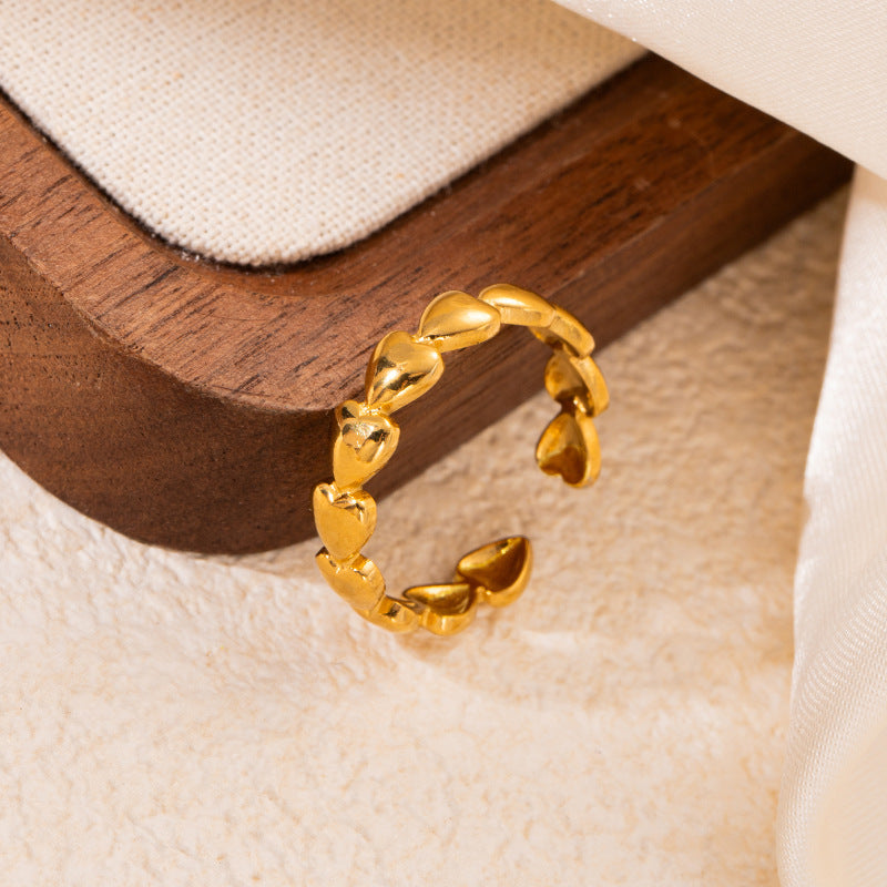 Jewelry Elegant Leaf Heart Shape Titanium Steel Open Rings