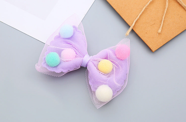 girl's sweet bow knot cloth gauze hair clip