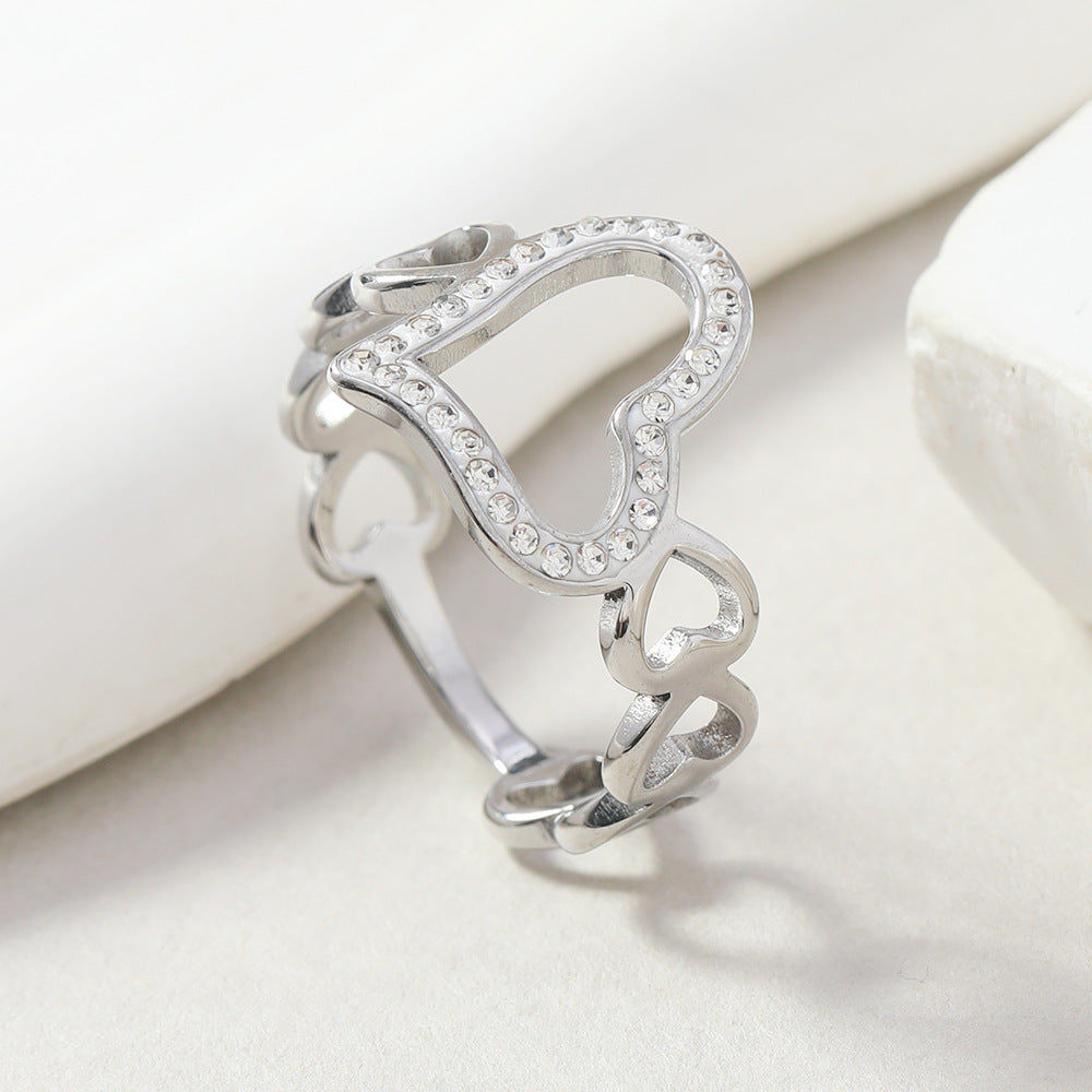 Jewelry Simple Style Heart Shape Titanium Steel Rings