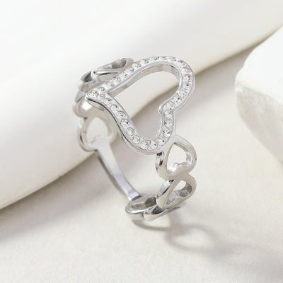 Jewelry Simple Style Heart Shape Titanium Steel Rings