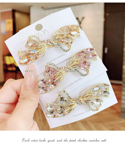 sweet bow knot artificial crystal hair clip