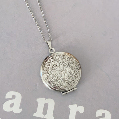 Jewelry IG Style Round Flower 316 Stainless Steel  18K Gold Plated Rose Gold Plated White Gold Plated Plating Locket Necklace
