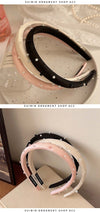 Women's Simple Style Solid Color Cloth Pearl Hair Band