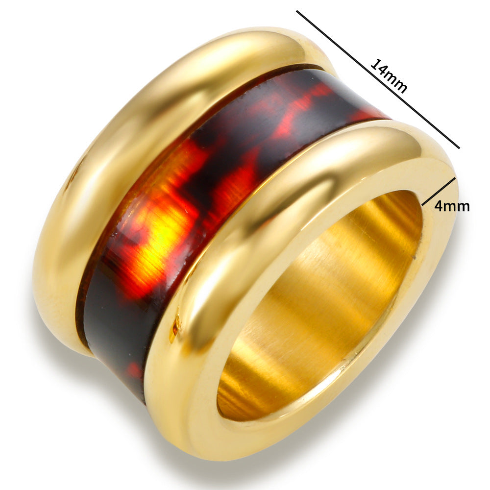 Jewelry Streetwear Color Block 304 Stainless Steel Resin Plating Rings