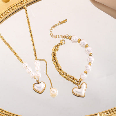 Jewelry Simple Style Classic Style Heart Shape Titanium Steel Bracelets Necklace