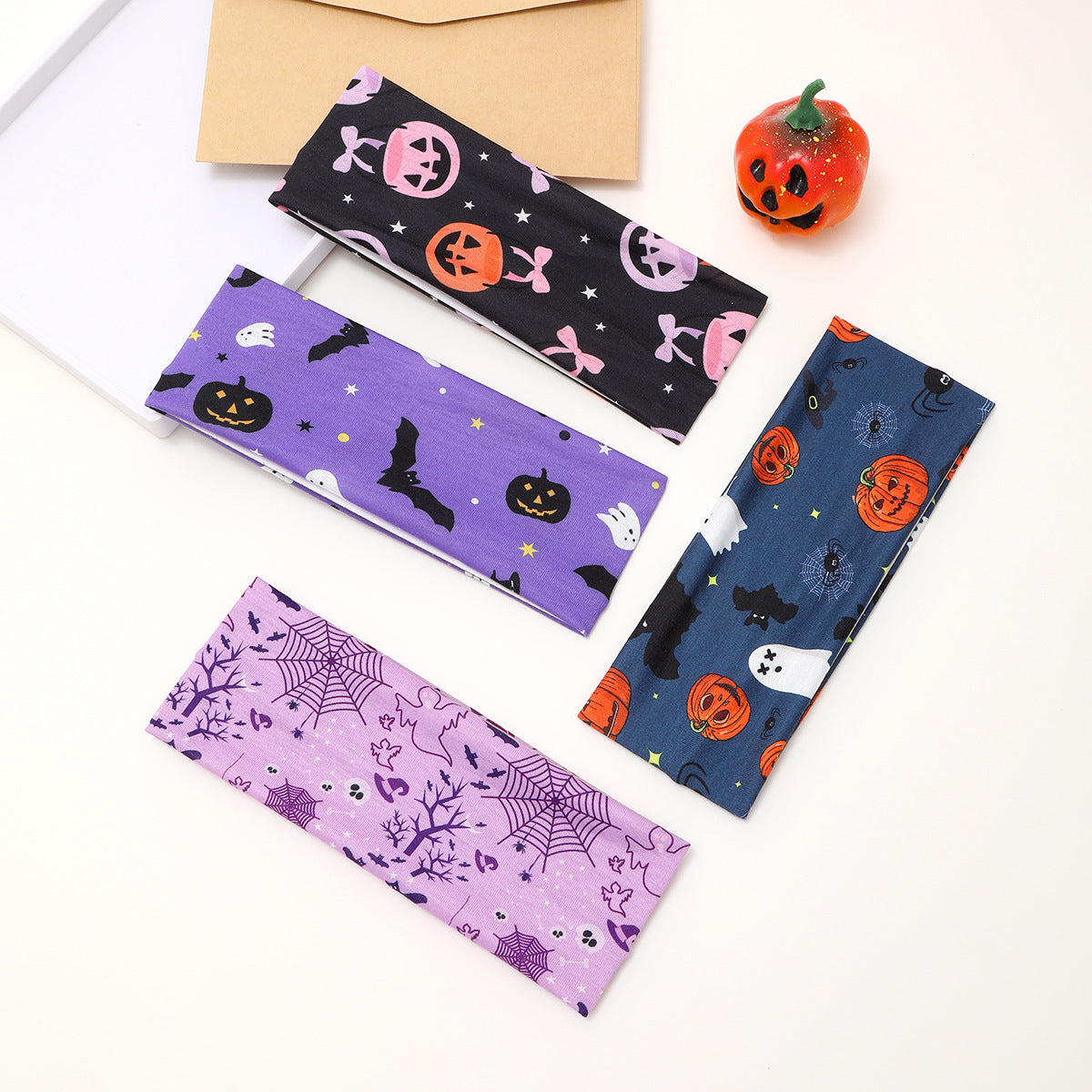Women's Cute Funny Pumpkin Cartoon Character Spider Cloth Printing Hair Tie