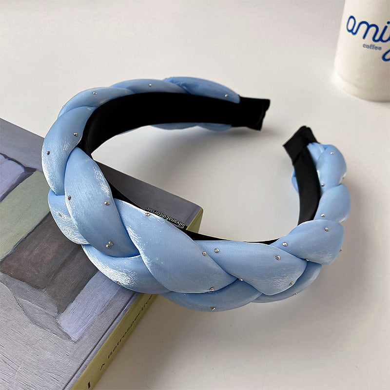 fashion plaid cloth handmade artificial pearls rhinestones hair band 1 piece