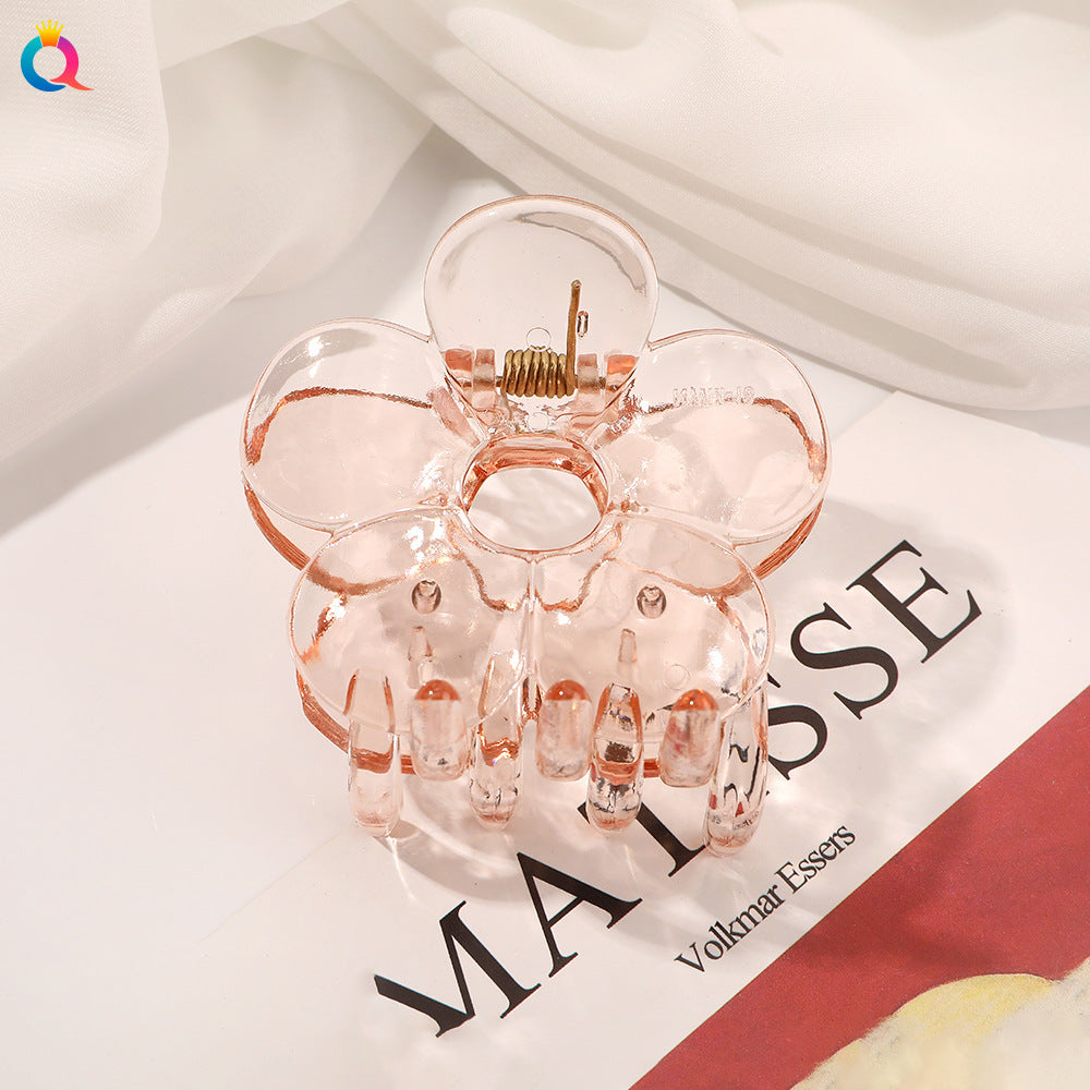 frosted candy color flower shark clip