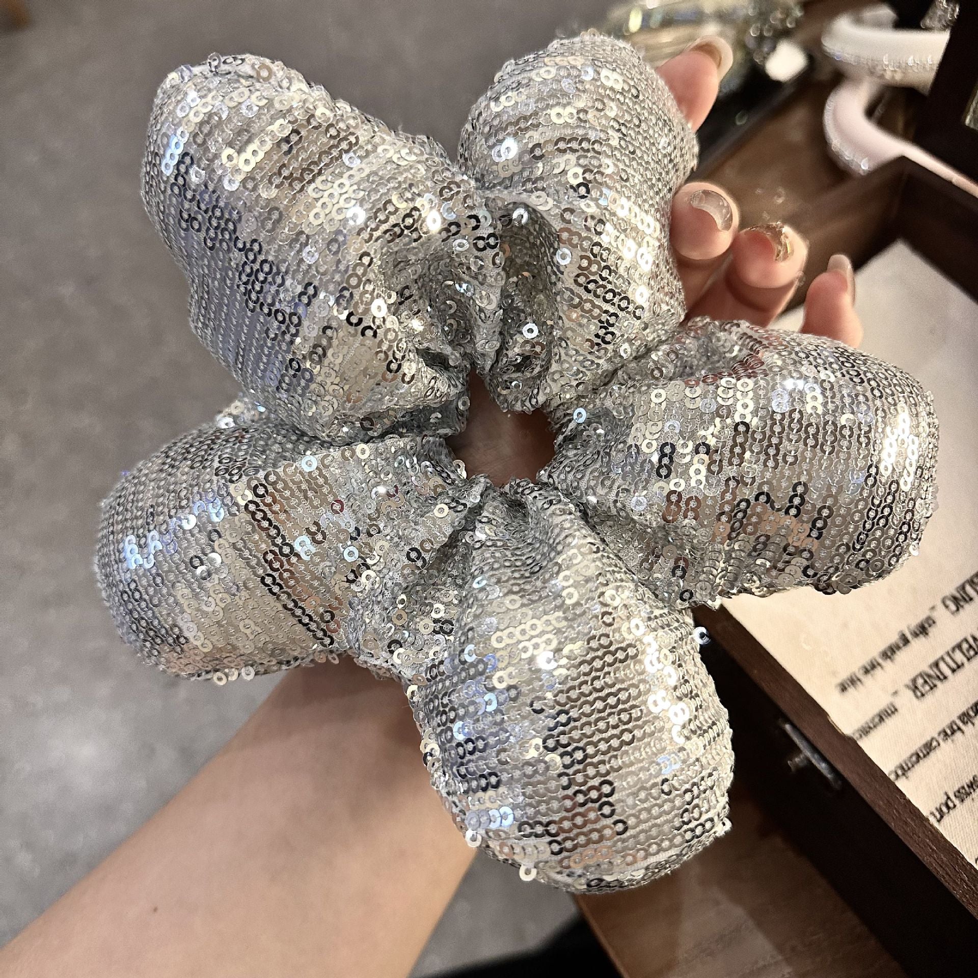 Women's Shiny Solid Color Sequins Hair Tie