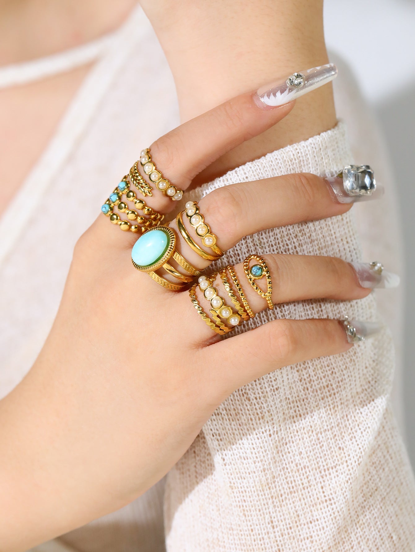 Jewelry Elegant Retro U Shape Oval 304 Stainless Steel Open Rings