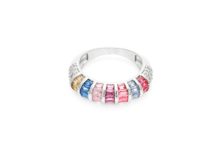 Copper Plating Geometric Zircon Copper Rings