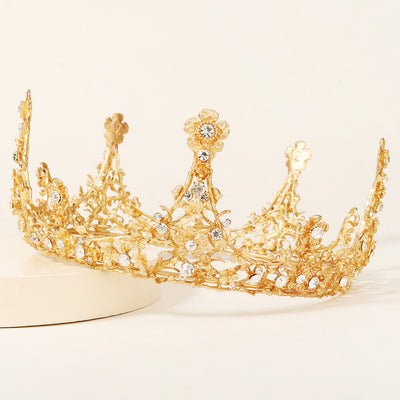 baroque creative full-round crown alloy flower bridal crown