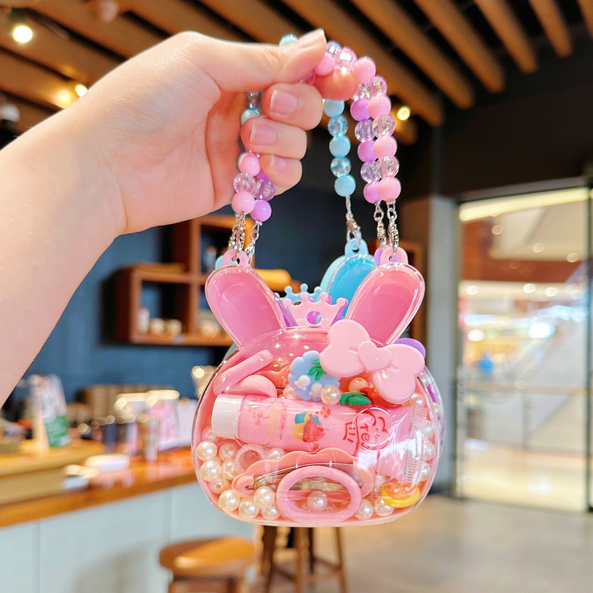 girl's cartoon style rabbit cartoon bow knot plastic hair clip hair tie