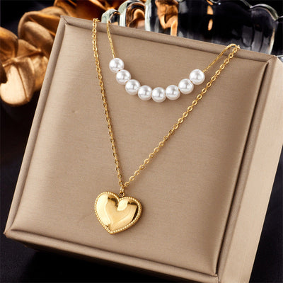 Jewelry Lady Geometric Star Heart Shape Titanium Steel Zircon Plating Necklace