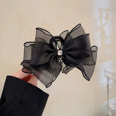 Women's Simple Style Classic Style Bow Knot Gauze Inlay Zircon Hair Claws