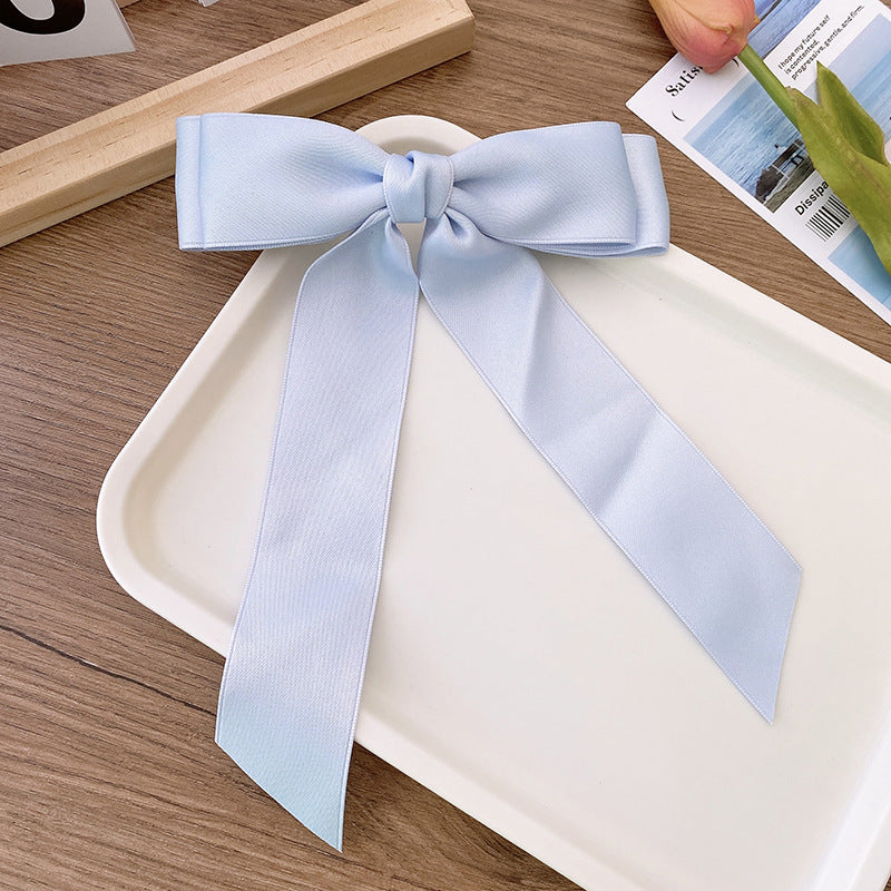 Sweet Ballet Style Satin Double Layer Big Bow Hairpin Spring Clip Streamer Elegant Girls Princess Hairstyle Hair Accessories