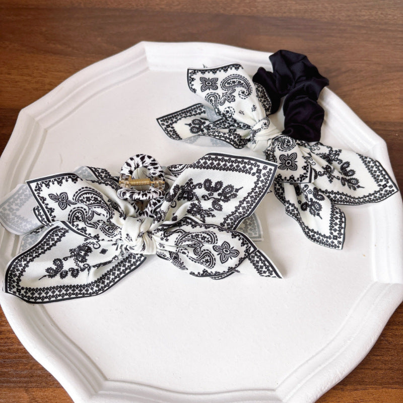 Women's Retro Color Block Plastic Cloth Printing Hair Claws