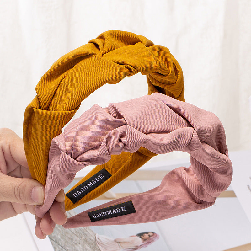 sweet solid color cloth pleated hair band