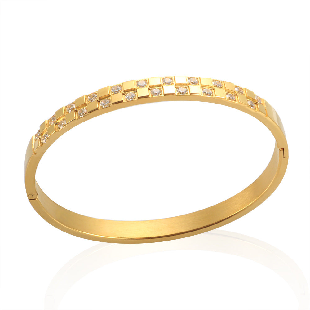 Casual Elegant Geometric 304 Stainless Steel Diamond Bangle In Bulk