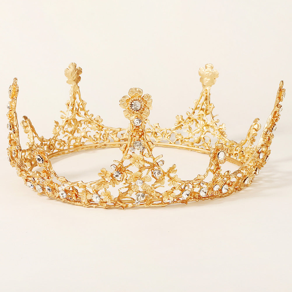 baroque creative full-round crown alloy flower bridal crown