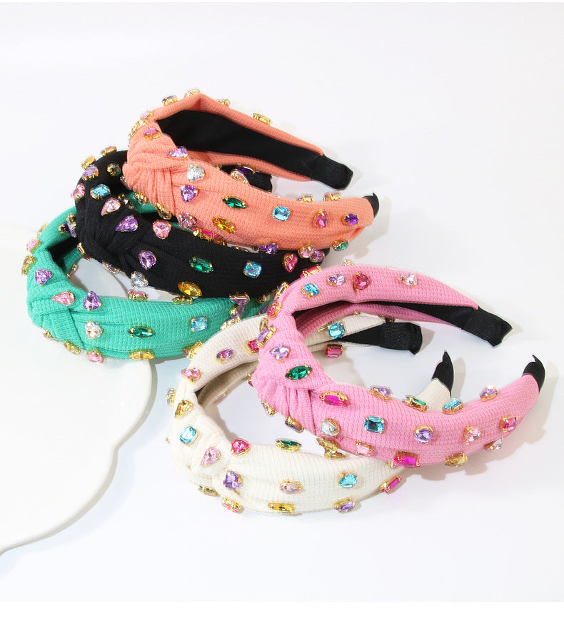 Women's Retro Knot Cloth Handmade Inlay Rhinestones Hair Band