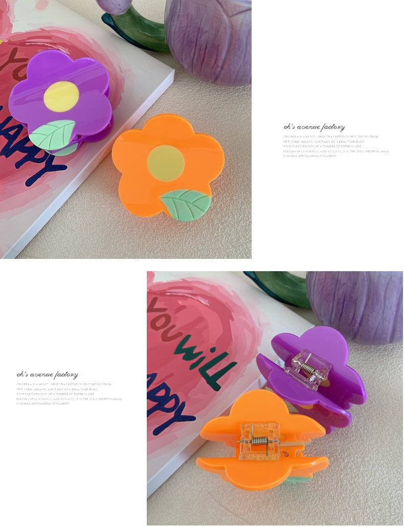 women's sweet simple style flower acetic acid sheets hair claws