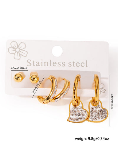 1 Set Elegant Star Heart Shape 304 Stainless Steel Drop Earrings