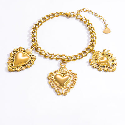 Jewelry Elegant Classic Style Streetwear Heart Shape 304 Stainless Steel Plating Multi Charms Necklace
