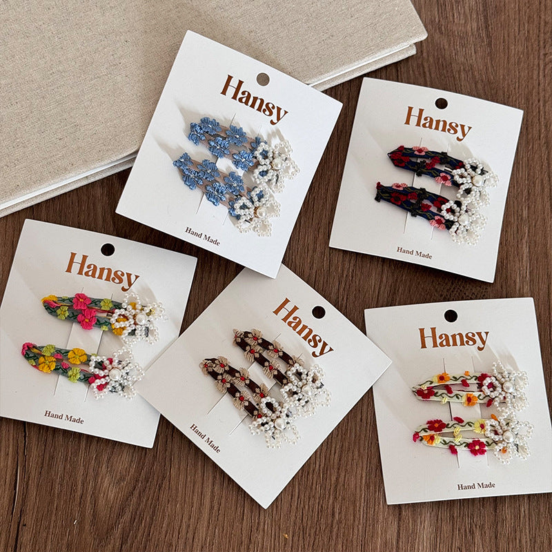 Women's Sweet Flower Cloth Hair Clip