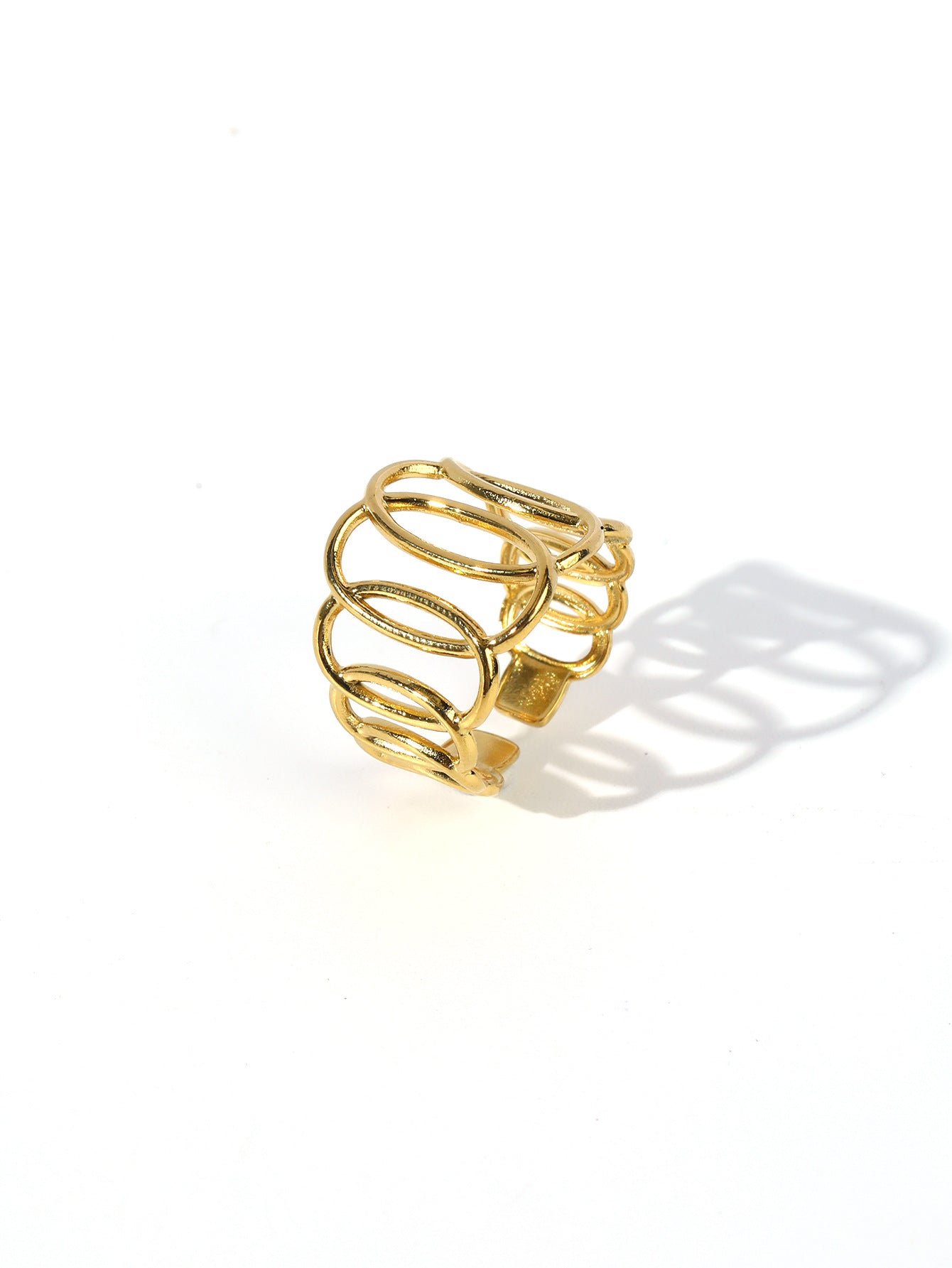 Jewelry Retro Heart Shape Solid Color 304 Stainless Steel Open Rings