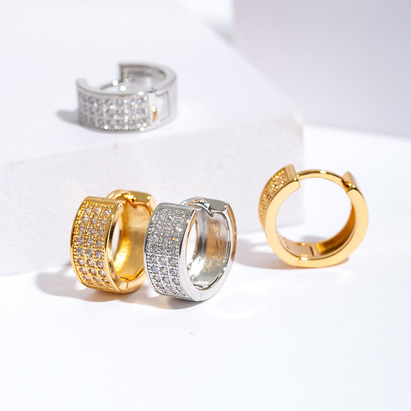 1 Pair Hip-Hop Streetwear Geometric Copper Zircon Earrings